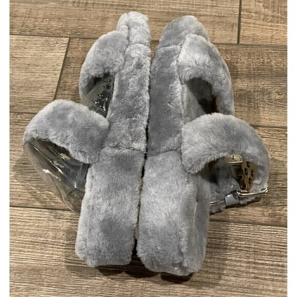 UGG Fuzz Yeah Womens Gray Sheepskin Platform Slides Slippers 1104662 Sz 10 NWOB - Picture 9 of 16